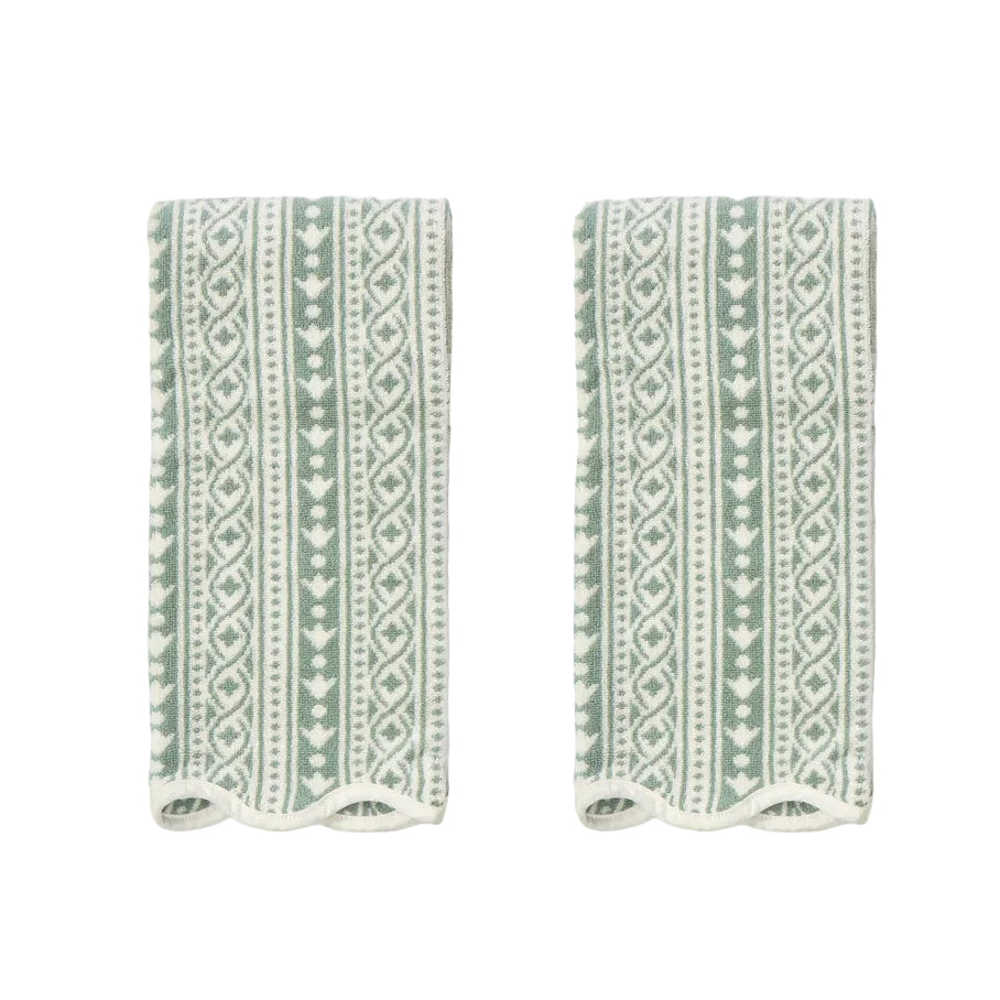 Leah O'Connell x Weezie Floral Scallop Hand Towel Pair, Georgie