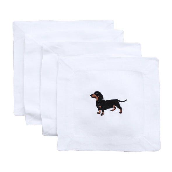 Dachshund Embroidered Cocktail Napkins