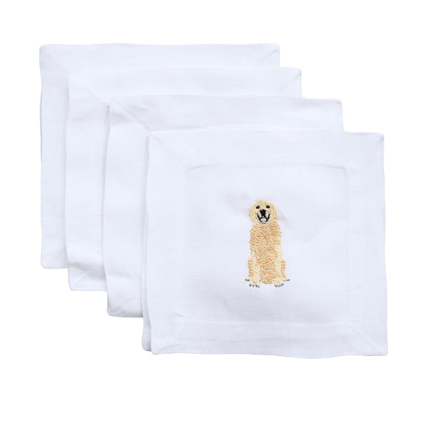 Golden Retriever Embroidered Cocktail Napkins