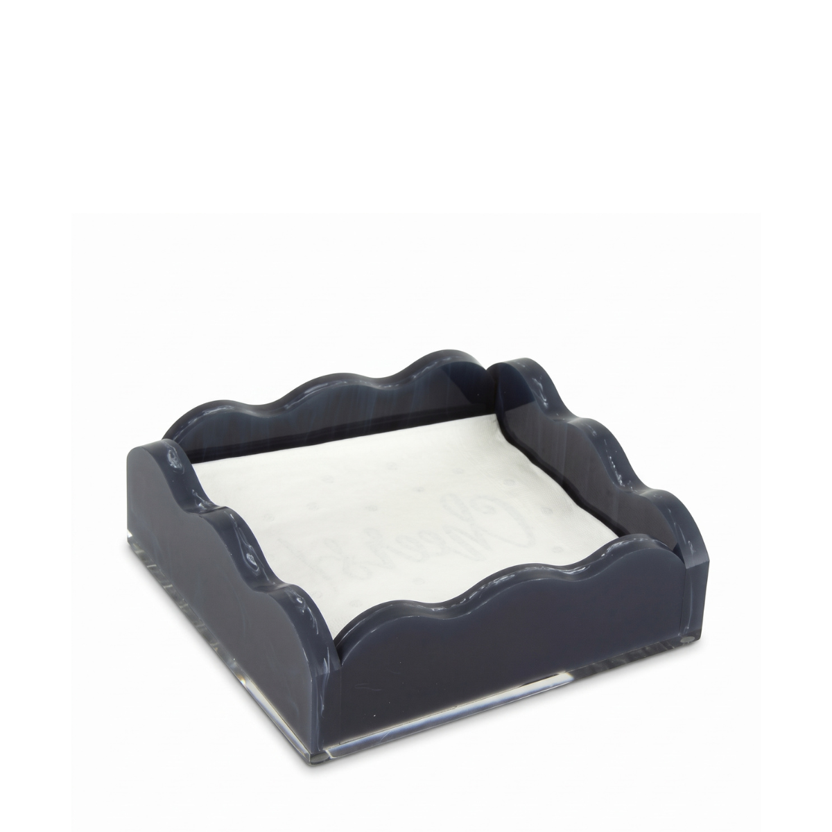 Lewis Marbled Cocktail Napkin Holder, Black