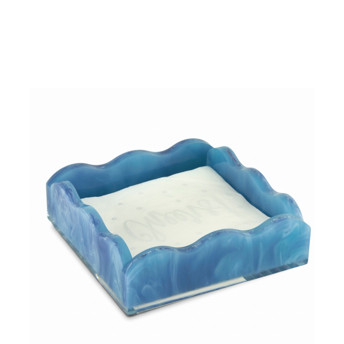 Lewis Marbled Cocktail Napkin Holder, Blue