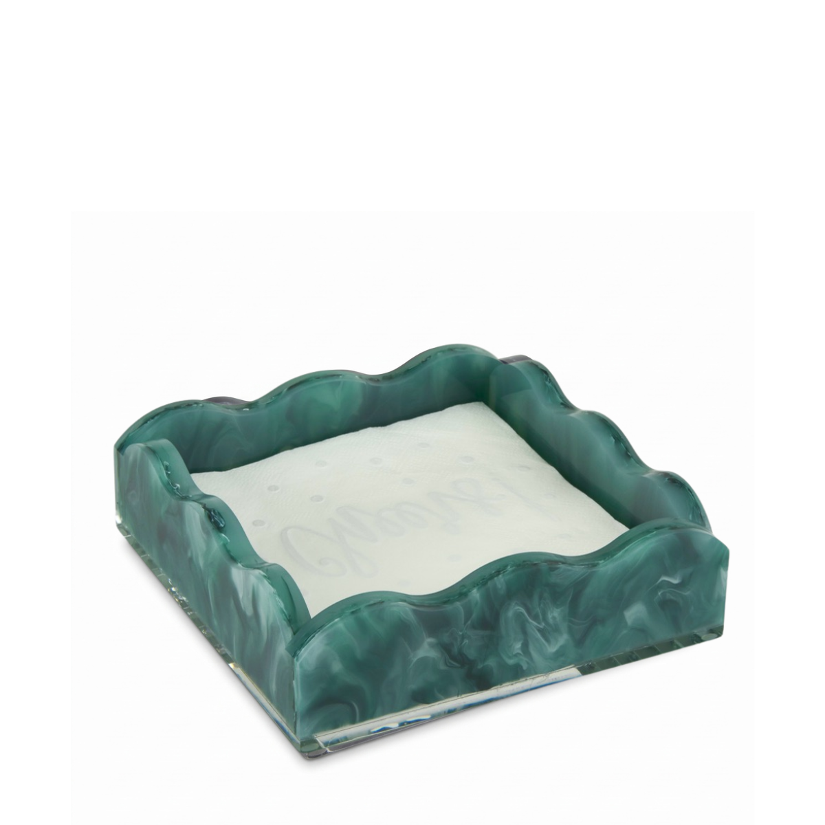 Lewis Marbled Cocktail Napkin Holder, Green
