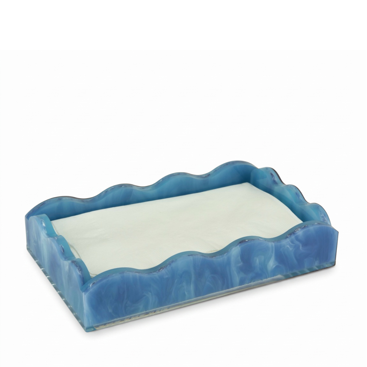 Lewis Marbled Guest Towel Napkin Holder, Blue