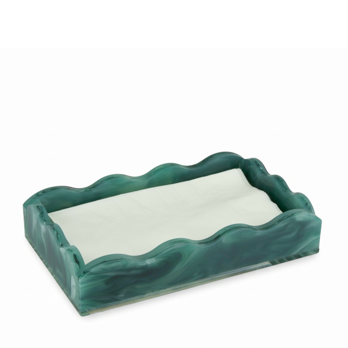 Lewis Marbled Guest Towel Napkin Holder, Green