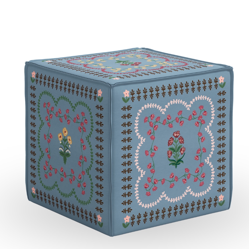 Kathleene French Seam Ottoman, Lottie Slate