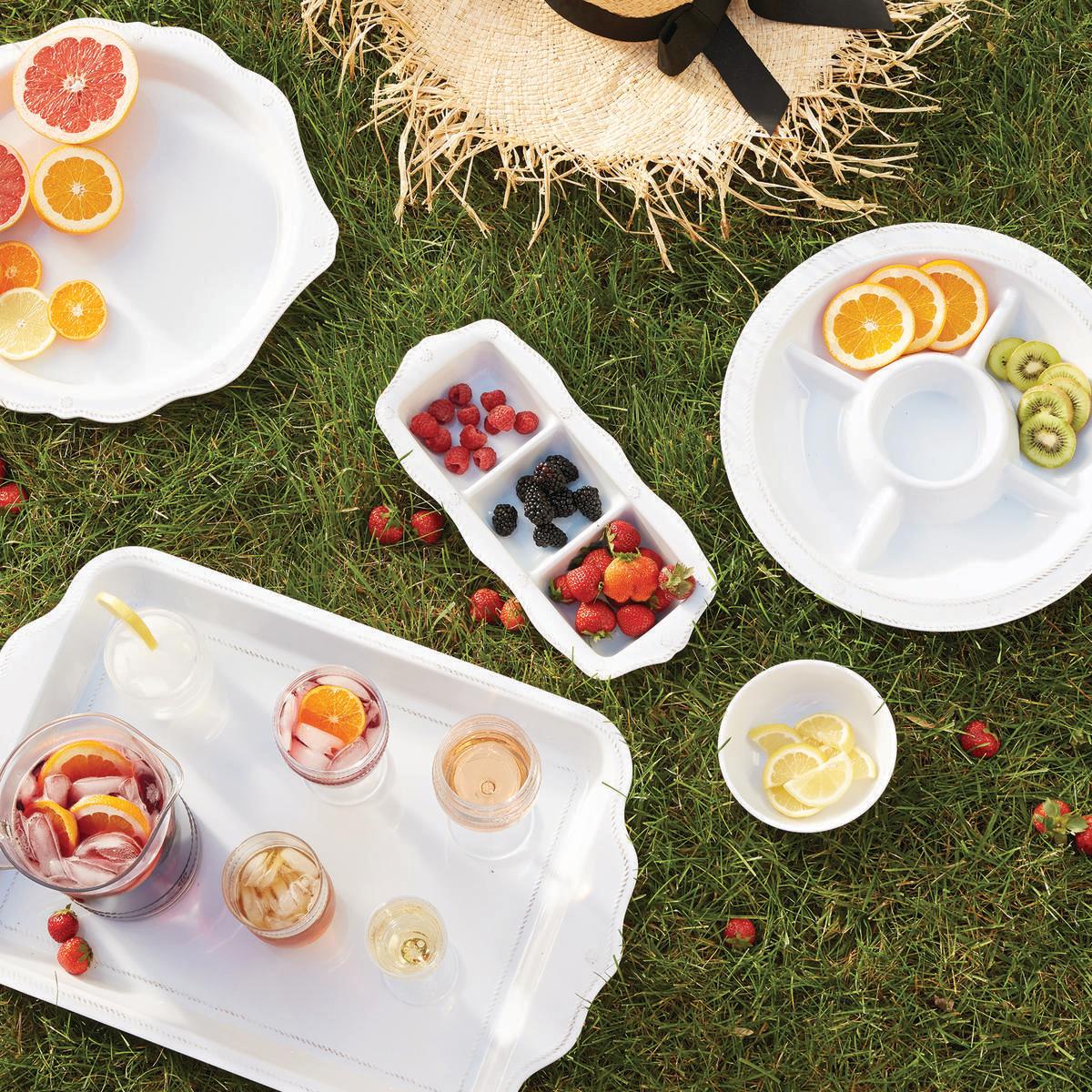 Juliska Berry & Thread Melamine 14" Triple Section Server, Whitewash