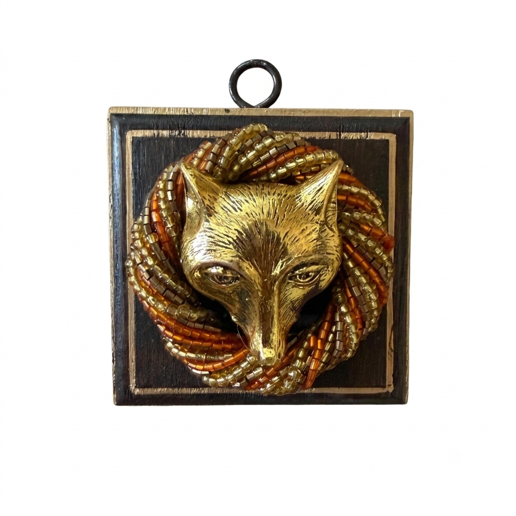 Museum Bee, Wooden Frame with Fox on Beads