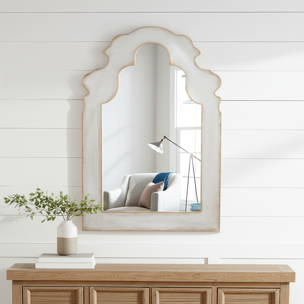Stella Metal Mirror, Grey Washed