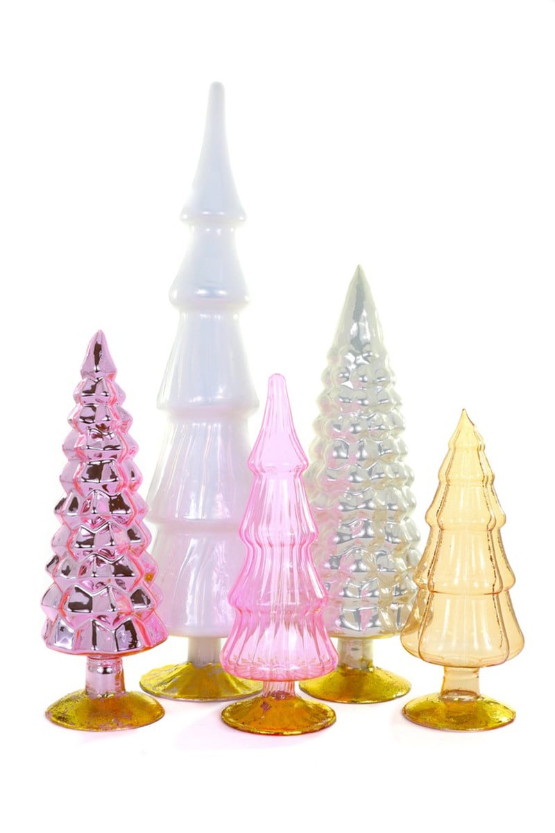 Rose Neutrals Glass Trees, Set of 5