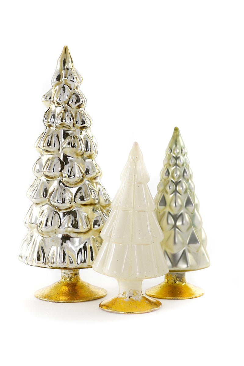 Ivory Glass Trees, Set of 3