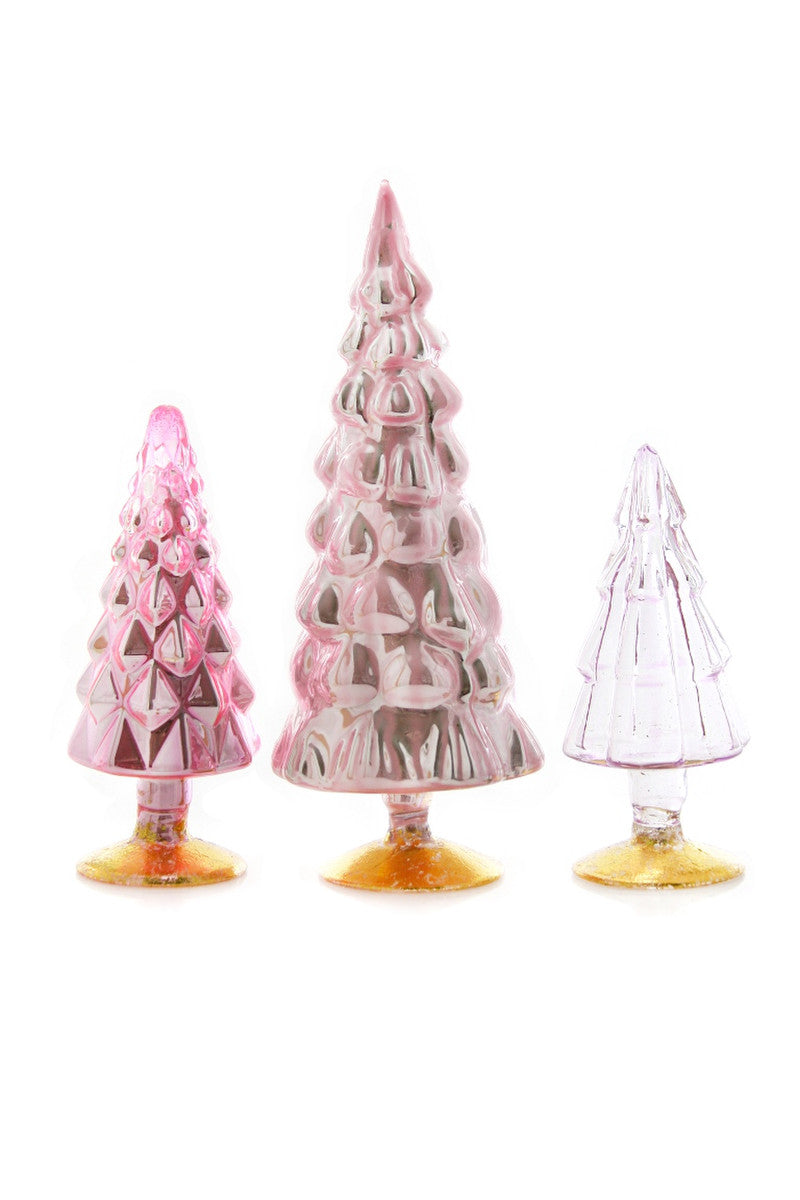 Pink Glass Trees, Set of 3