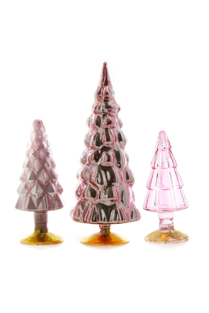 Rose Glass Trees, Set of 3