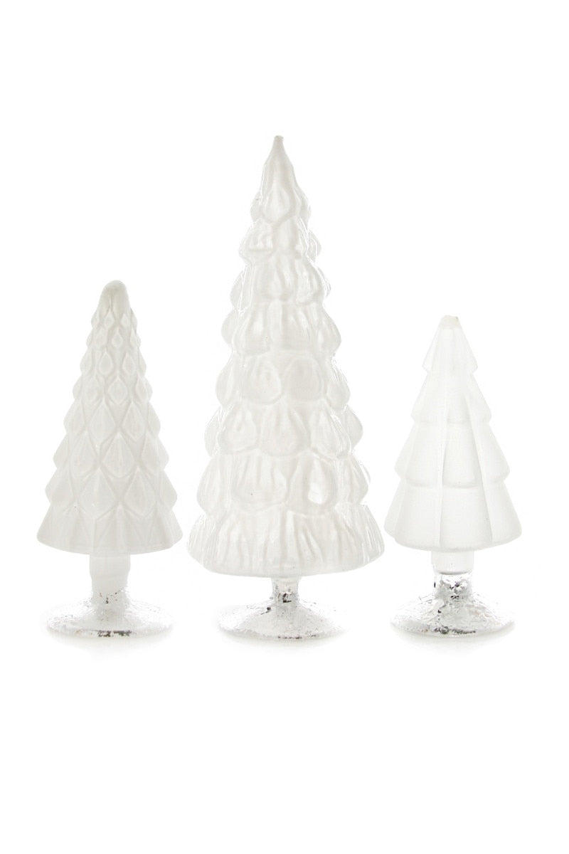 White Glass Trees, Set of 3