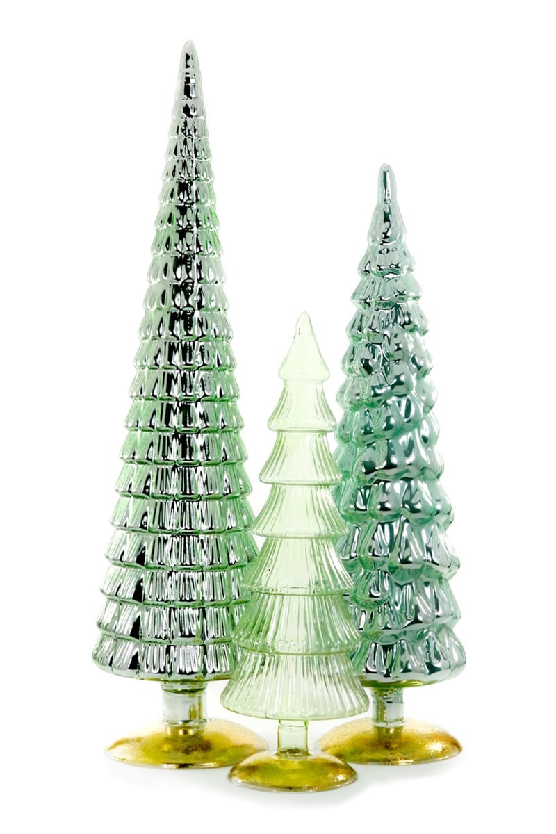 Extra Tall Winter's Light Glass Trees, Set of 3