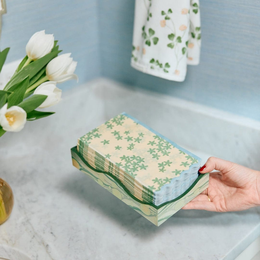Weezie Small Lacquer Tray, Marbled Moss