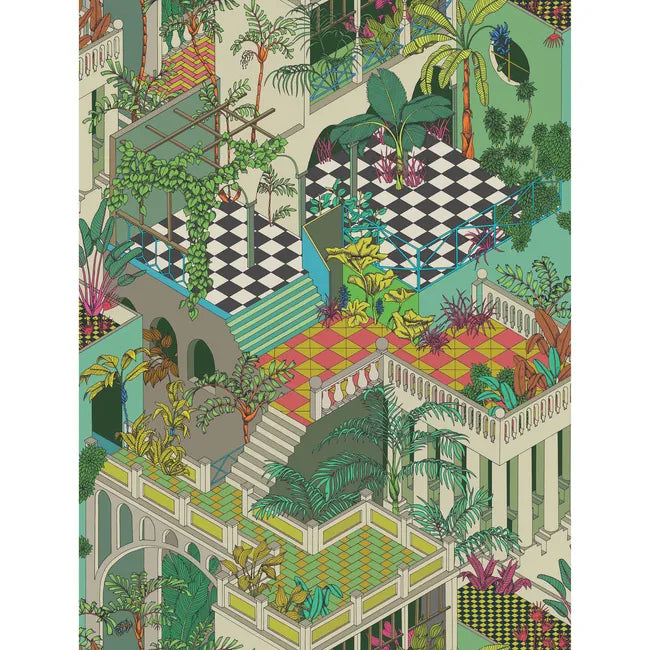 Cole & Son Miami Wallpaper, Olivegreen Multi