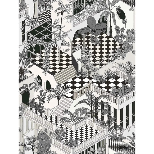 Cole & Son Miami Wallpaper, White and Black