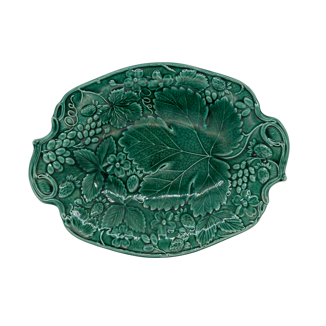 Majolica Green Floral Plate