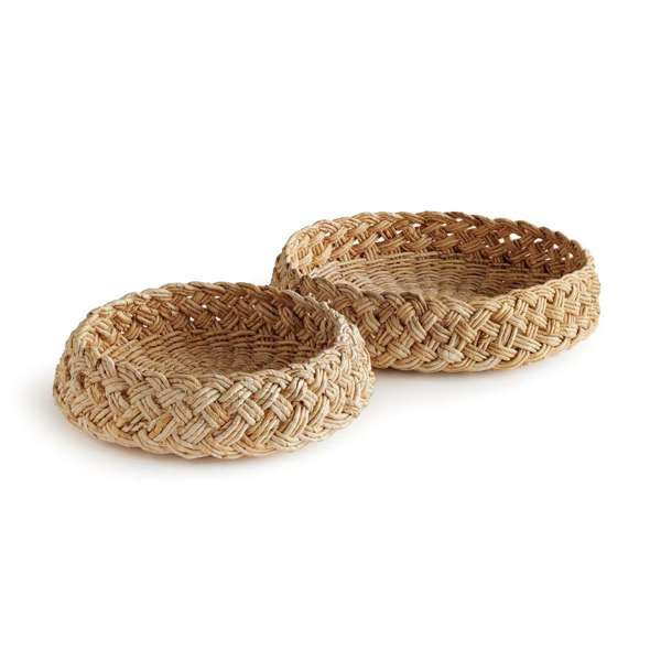 Yuley Large French Braid Round Baskets, Set of 2
