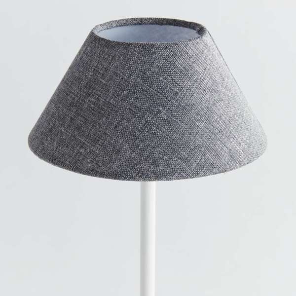 Oxley White Short Cordless LED Lamp, Gray Linen Shade