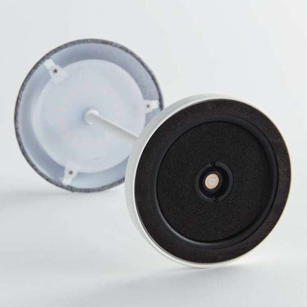 Oxley White Short Cordless LED Lamp, Gray Linen Shade