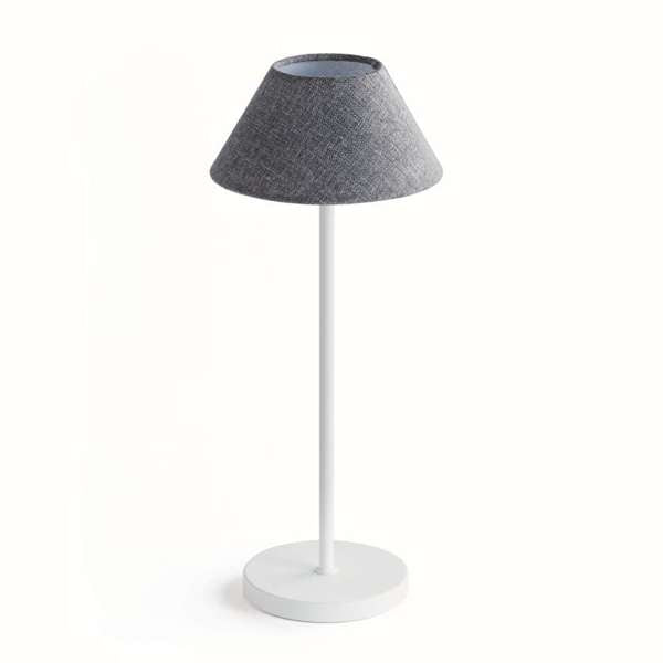 Oxley White Tall Cordless LED Lamp, Gray Linen Shade