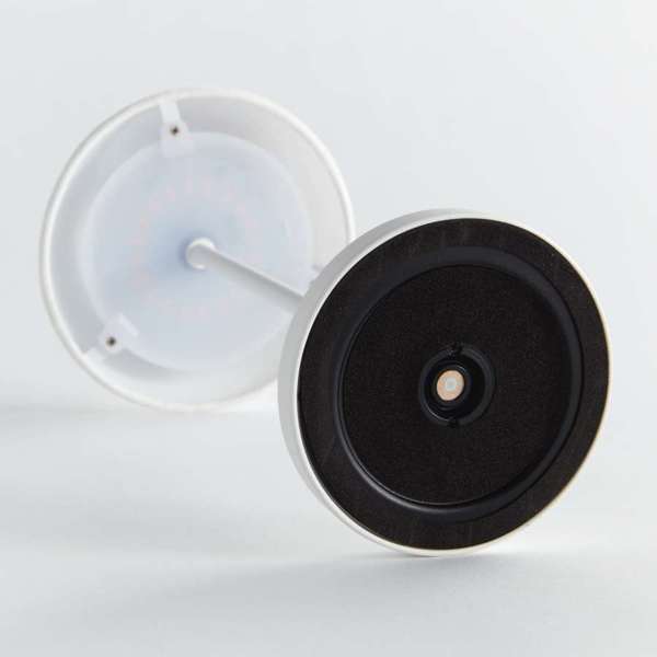 Oxley White Tall Cordless LED Lamp, White Linen Shade