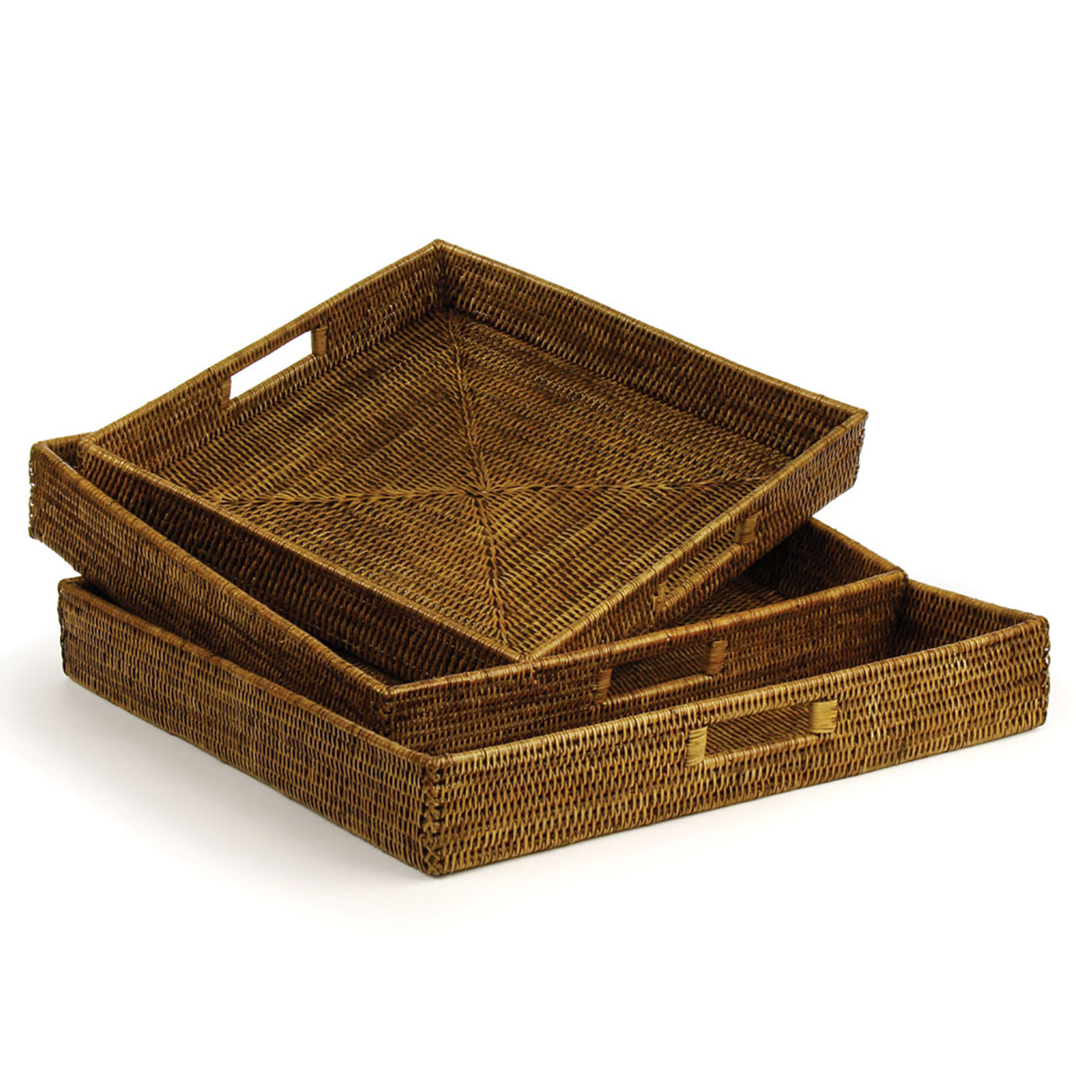 Sarah Brown Rattan Trays, Set of 2