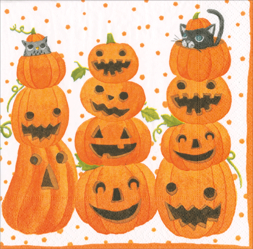 Caspari Jack-O-Lanterns Cocktail Napkins