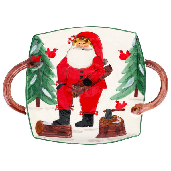 Vietri Old St. Nick Handled Square Platter