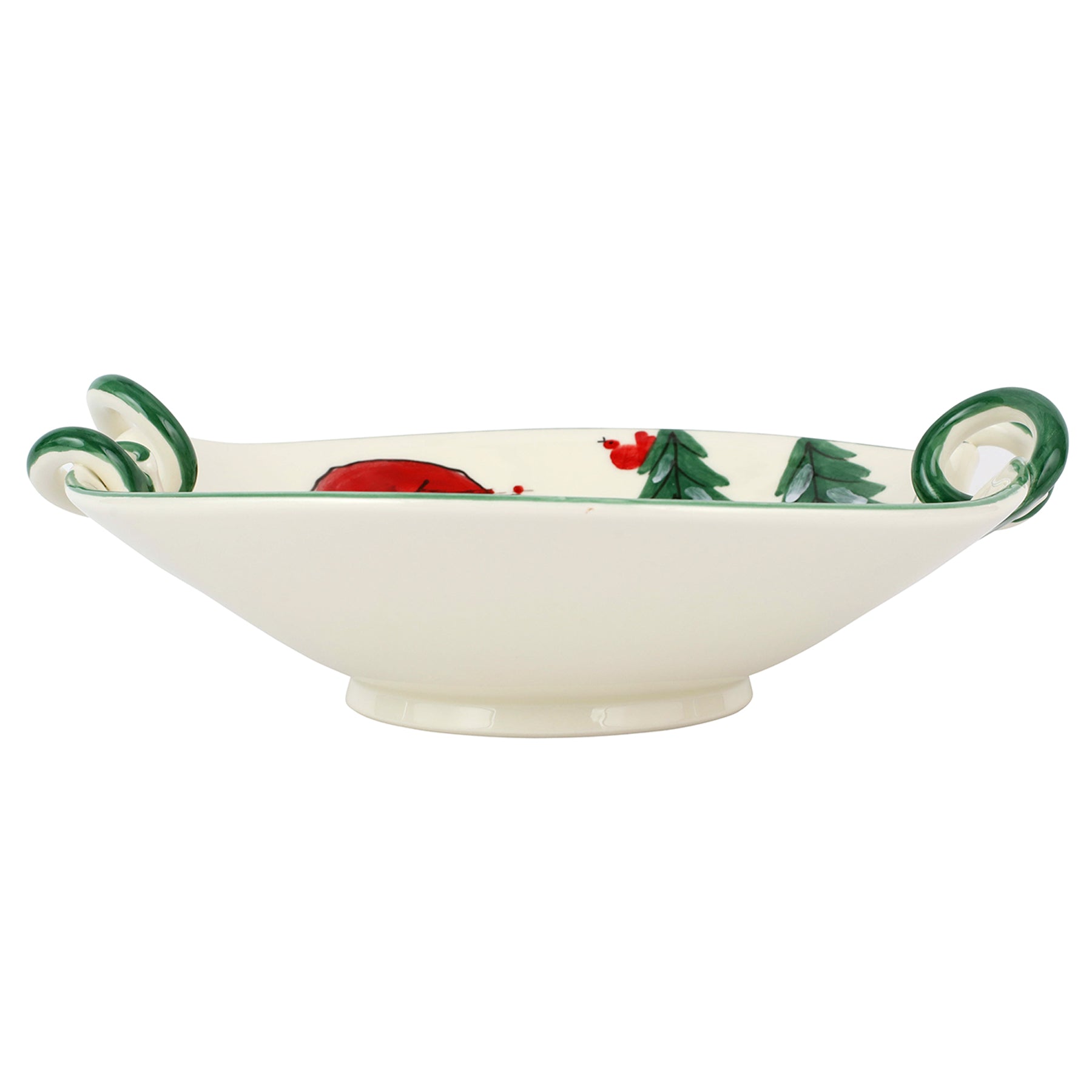Vietri Old St. Nick Handled Scallop Bowl with Geese