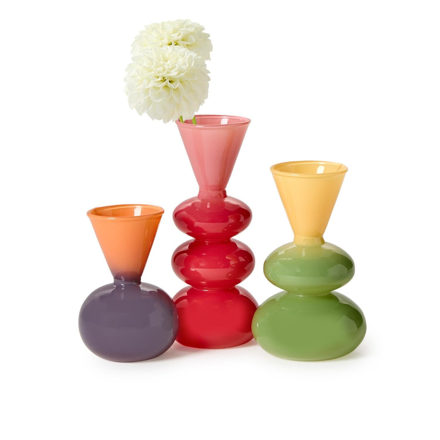Colorito Glass Mixed Color Flared Vase, Yellow & Green