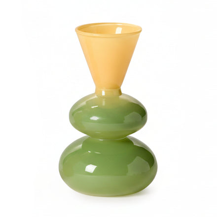 Colorito Glass Mixed Color Flared Vase, Yellow & Green