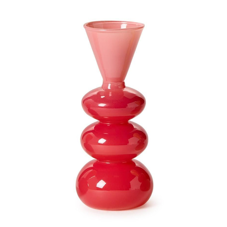 Colorito Glass Mixed Color Flared Vase, Pink & Red