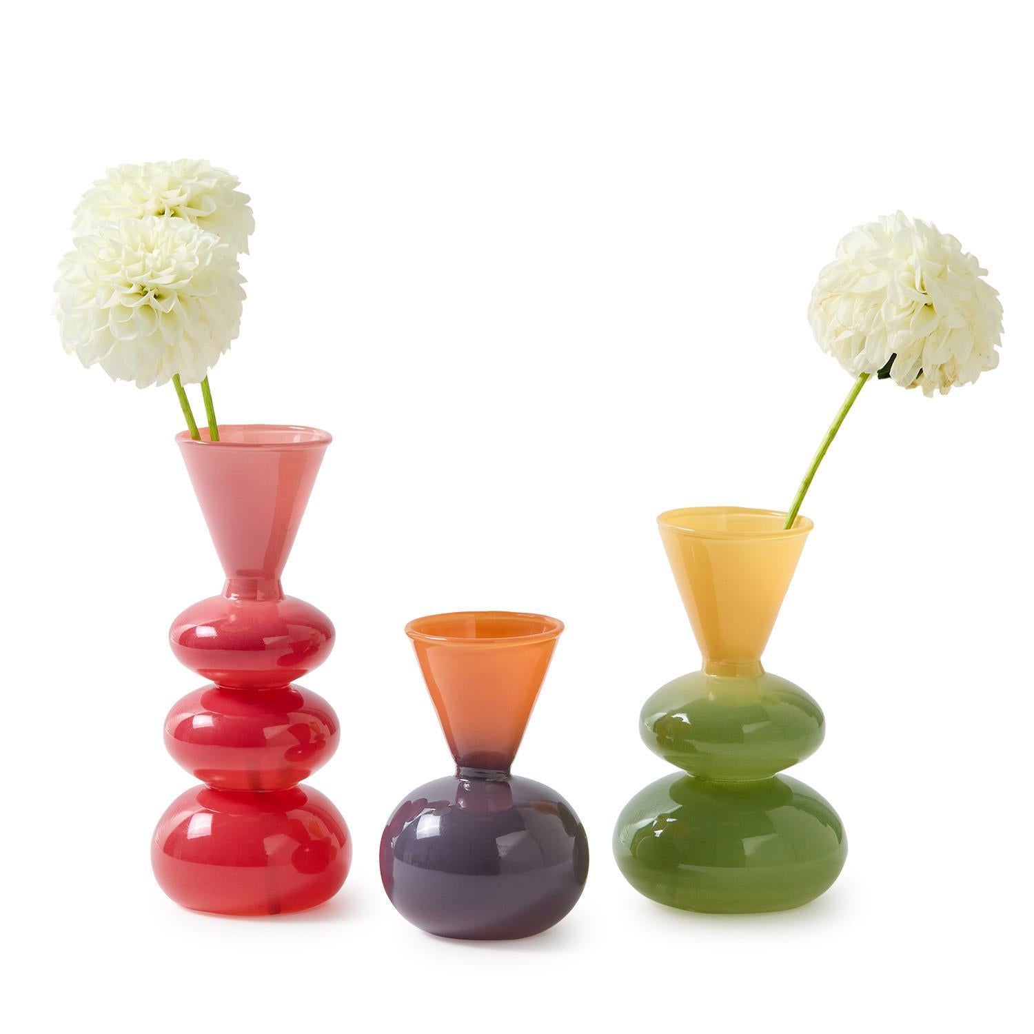 Colorito Glass Mixed Color Flared Vase, Yellow & Green