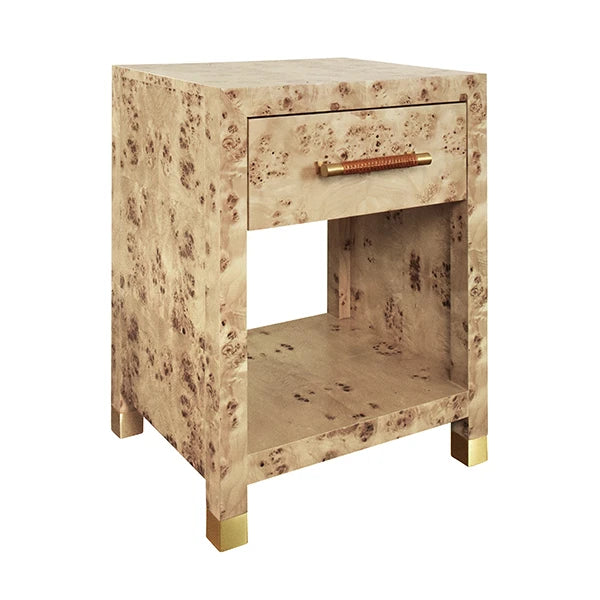 Worlds Away Pelham Side Table, Burl Wood