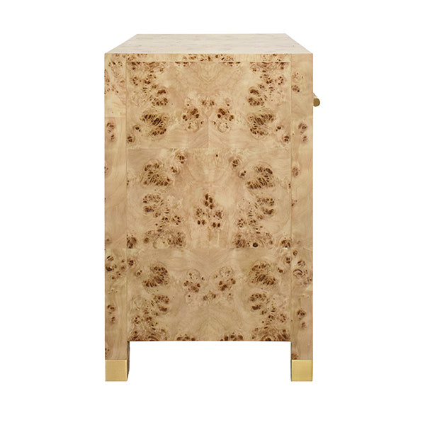Worlds Away Pelham Side Table, Burl Wood