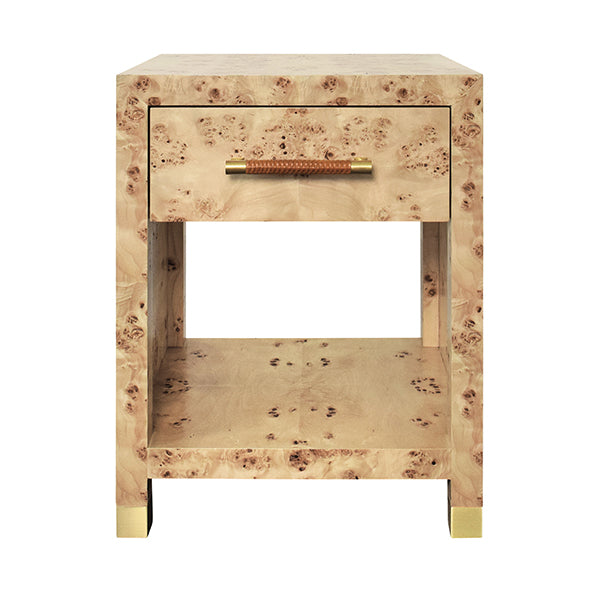 Worlds Away Pelham Side Table, Burl Wood