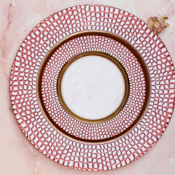 Vietri Pelli Glass Pink Charger