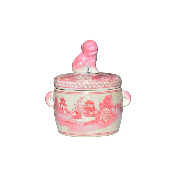 Greta Lion Lidded Jar, Pink