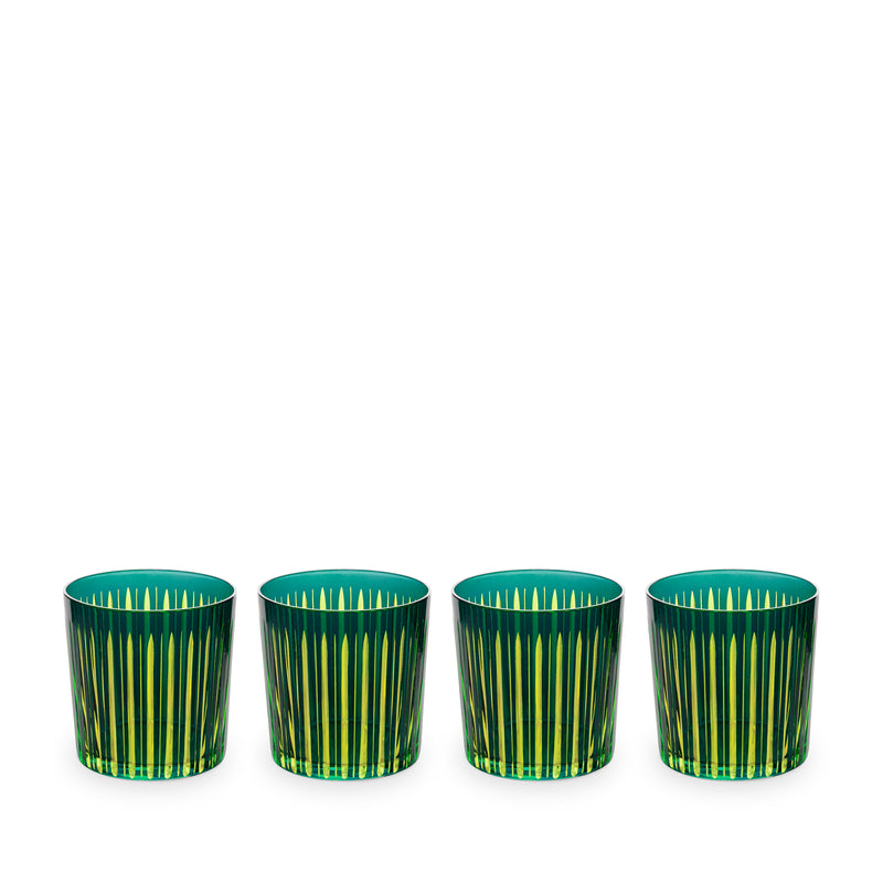 L'Objet Prism Double Old Fashioned Glasses, Green, Set of 4