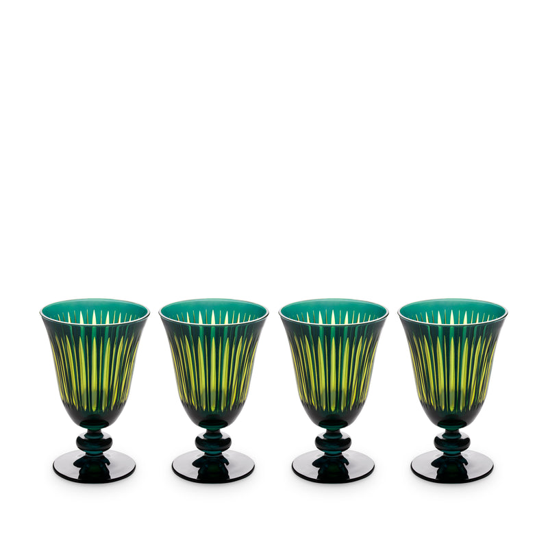 L'Objet Prism Double Wine Glasses, Green, Set of 4