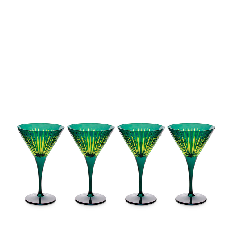 L'Objet Prism Martini Glasses,Green, Set of 4