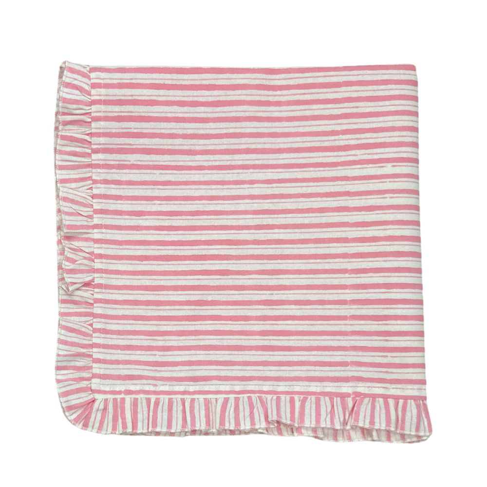 Pink Stripes with Ruffle Napkins, Set of 4