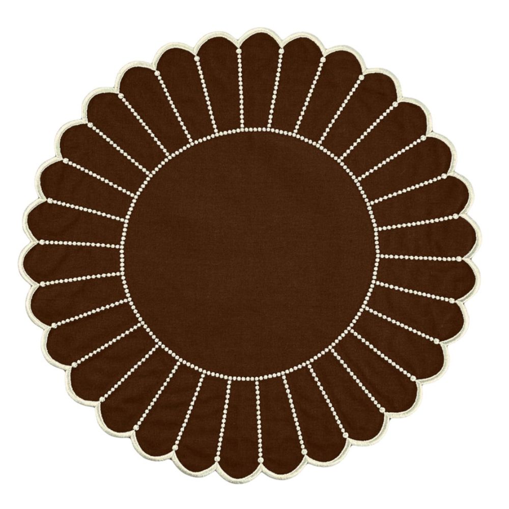 Pippa Placemat, Cocoa & White, Set of 4