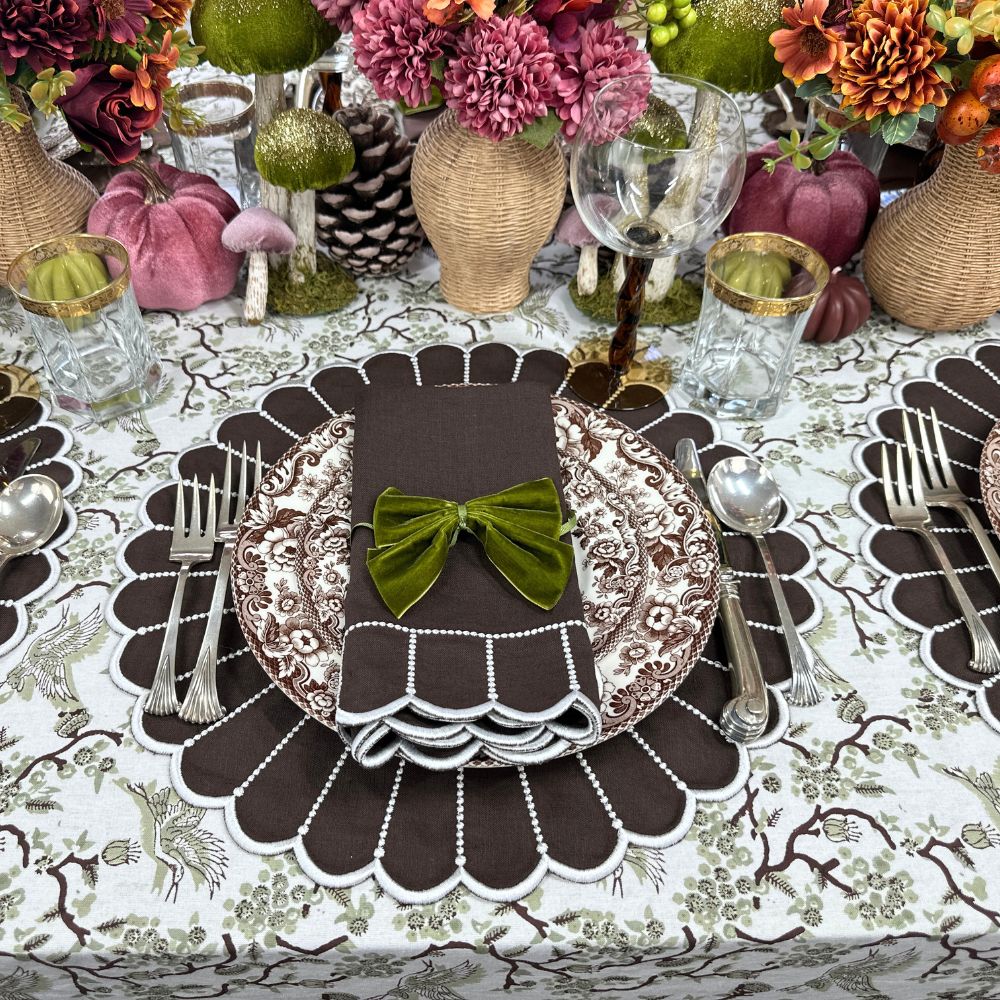 Pippa Placemat, Cocoa & White, Set of 4
