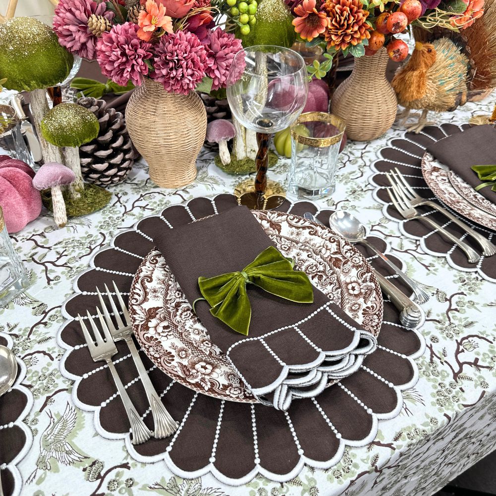 Pippa Placemat, Cocoa & White, Set of 4