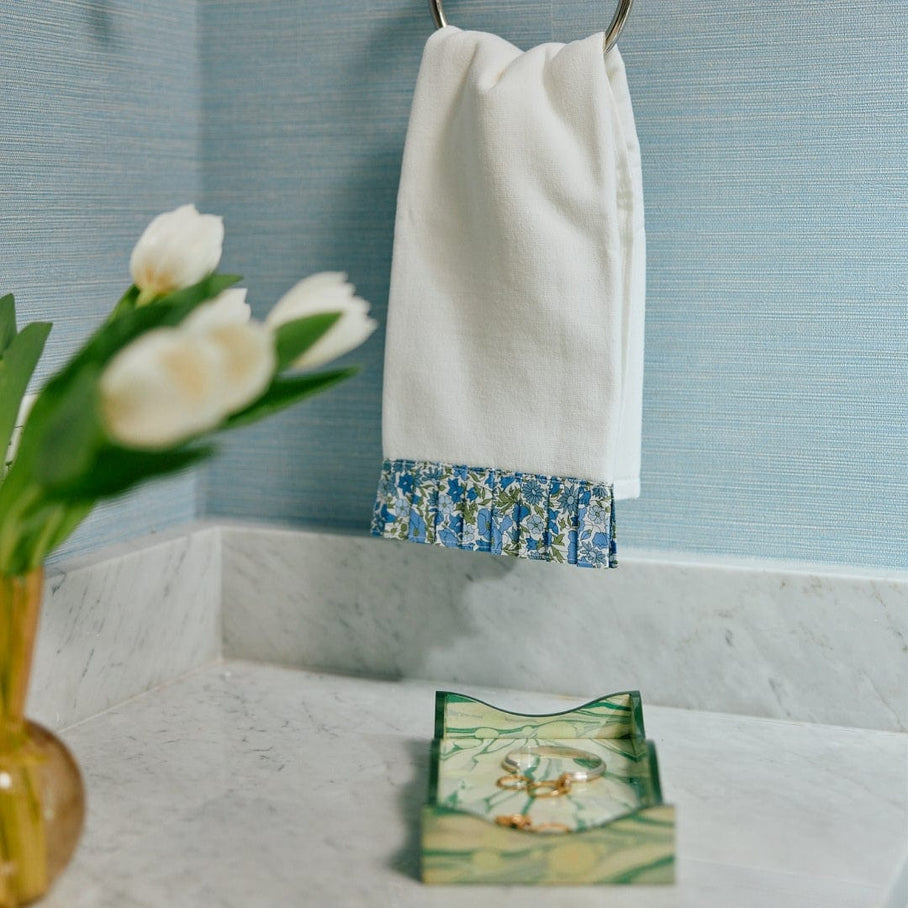 Weezie Powder Bath Towels Pair Pleated with Liberty London, Poppy and Daisy