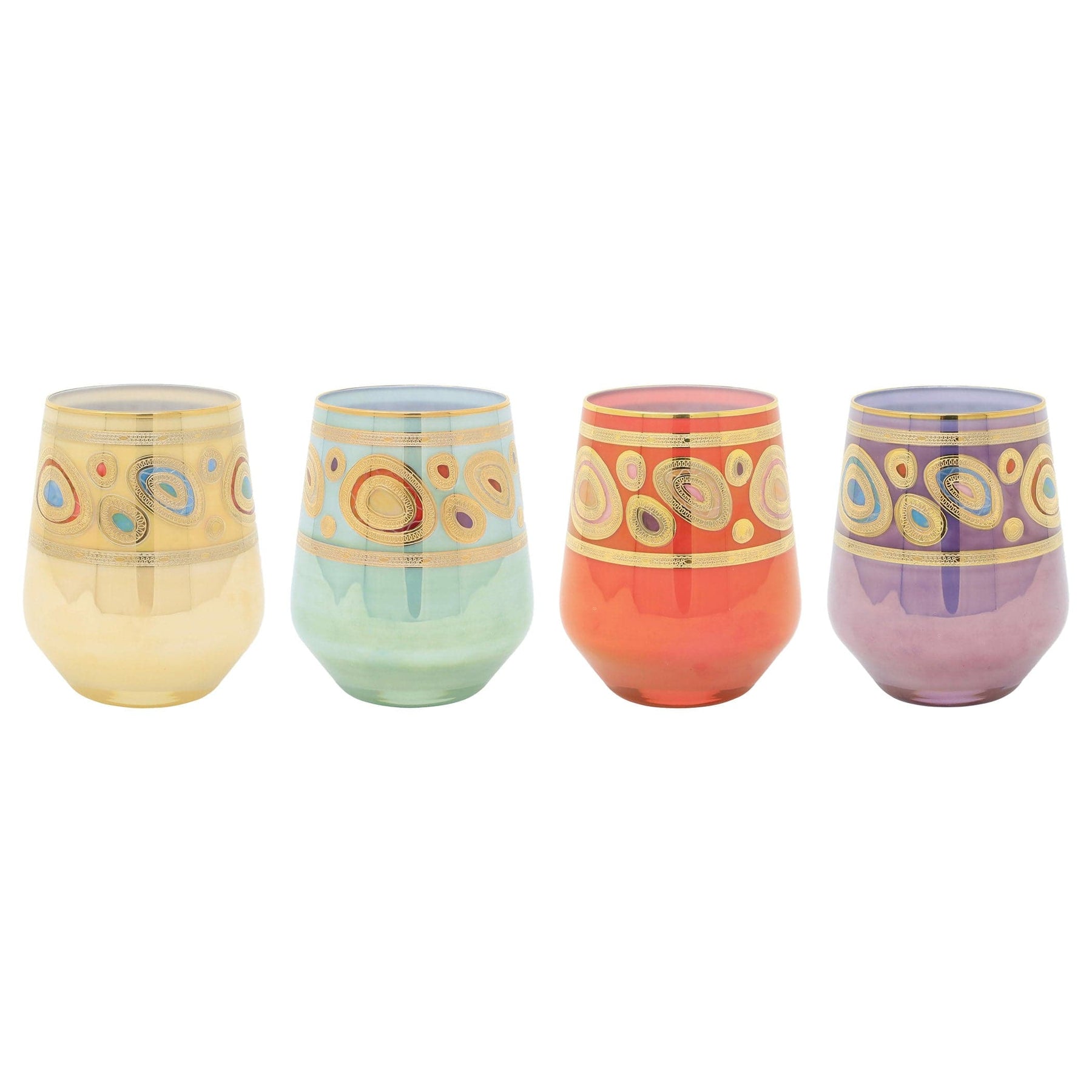 Vietri Regalia Assorted Stemless Wine Glasses, Set of 4