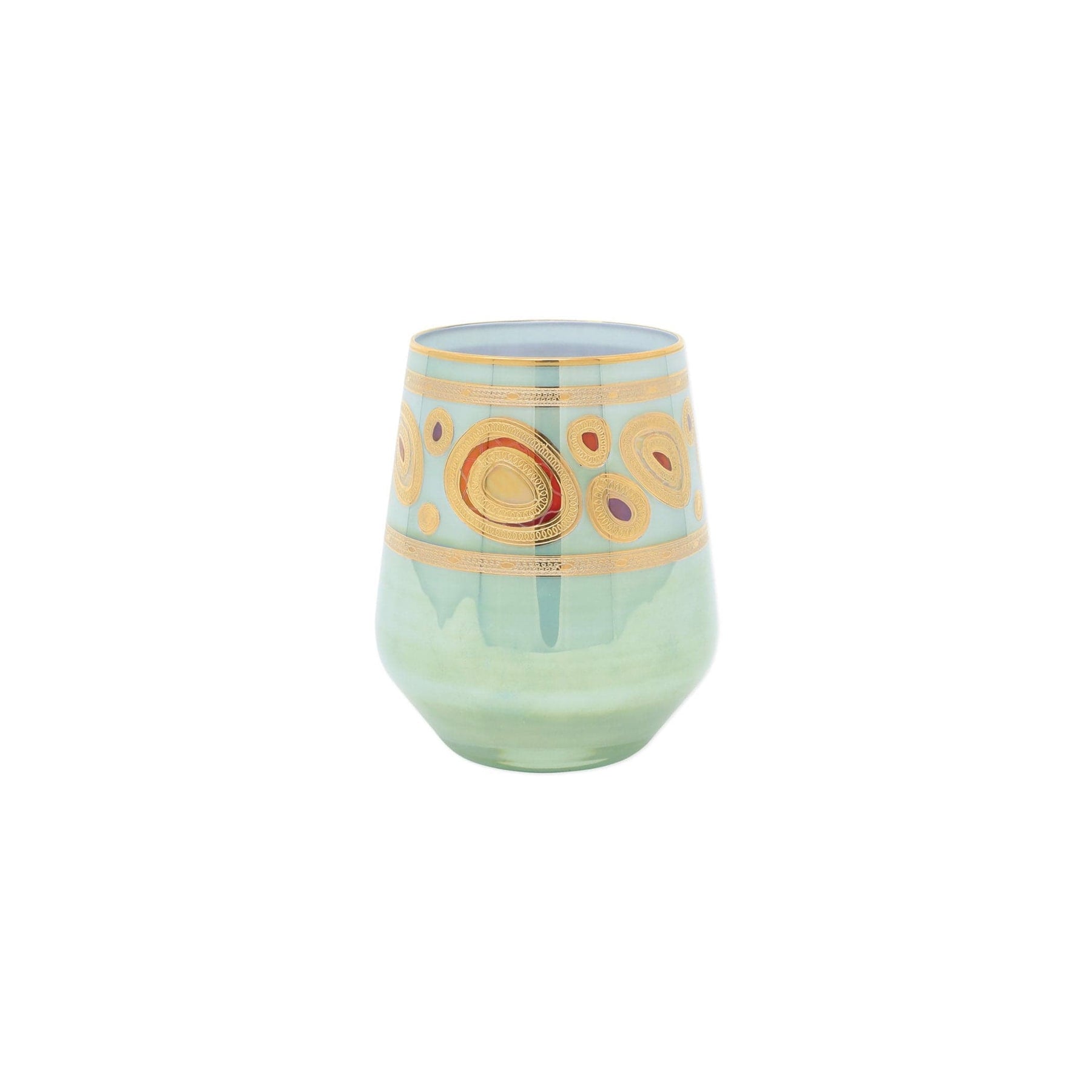 Vietri Regalia Stemless Wine Glass, Aqua